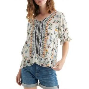 Lucky Brand NWT Border Print Top